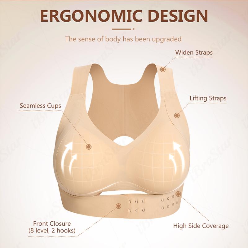 💕[Posture Correction] Soft, Breathable, Wire-Free Sports Bra - Full Cup Women's Non-Removable Molded Cups | Yoga, Fitness, Daily Workout in Beige