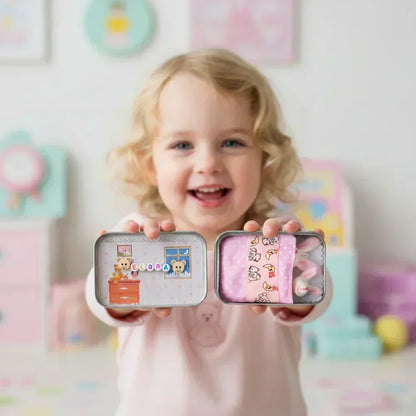 💎 50% OFF! 💎 Bunny Mummy & Baby Plush Pocket Tin – Handmade Easter Collectible with Cozy Blanket (Pink/Blue Ears) 🐇🎁