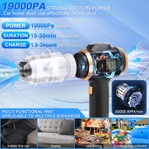 Hicysc™ Insanely Powerful Cordless Car Vacuum — 19000Pa, 6-in-1 Deep-Clean System