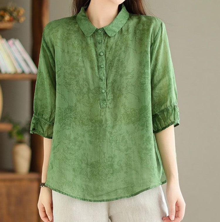 Slimming and Flattering Jacquard Blouse for Women