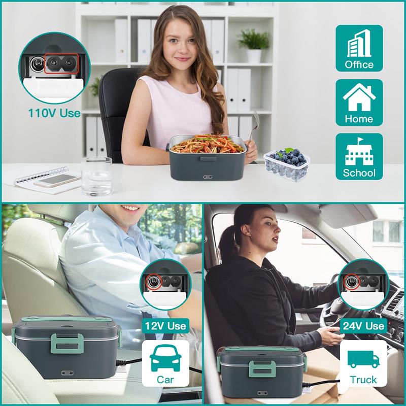 Electric Heated Lunch Box for Car truck and Home-304 Stainless Steel/1.8 L