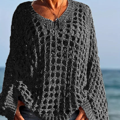 💎 -50% ON WOMEN'S CASUAL SOLID COLOR CROCHET KNIT TOP! 💎 Stylish Open-Knit, Relaxed Fit & Breathable for Summer ✨