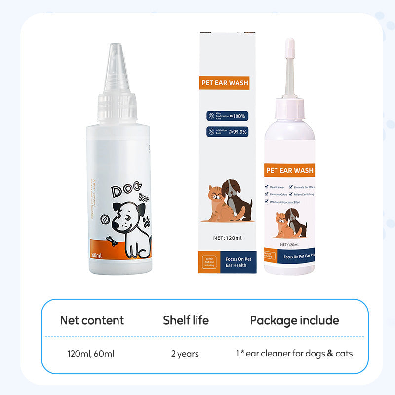 🐾 BUY 2 GET 1 FREE! ✨ Pet Ear Cleaner - Gentle Formula with Soothing Aloe for Dogs & Cats, Prevents Infections & Odor 🌿👂