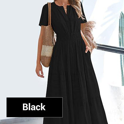 💕Women's Boho Chic Smocked Waist Maxi Dress