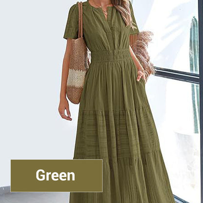 💕Women's Boho Chic Smocked Waist Maxi Dress