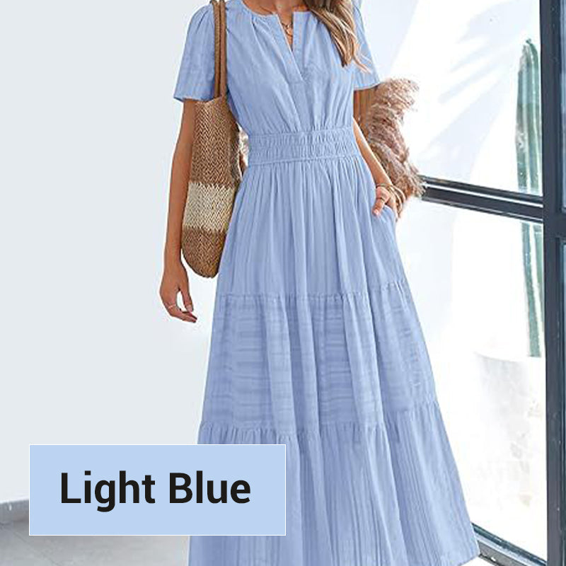 💕Women's Boho Chic Smocked Waist Maxi Dress