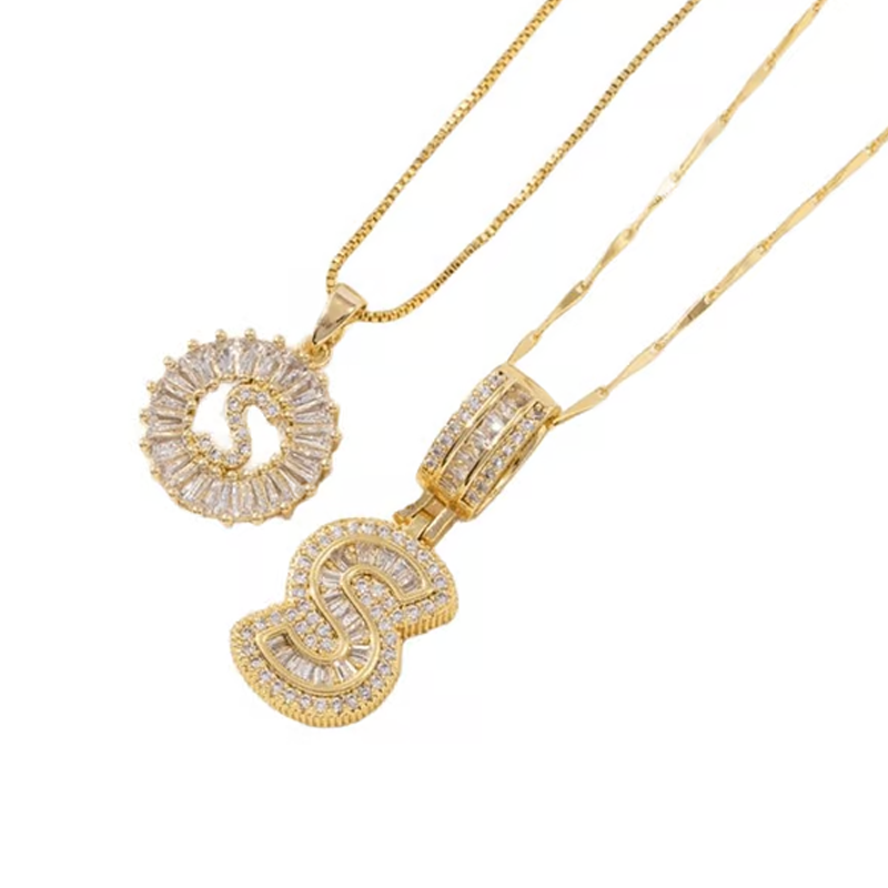Gold Alphabet Pendant Necklace