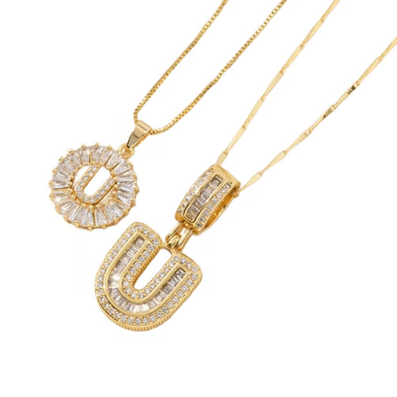 Gold Alphabet Pendant Necklace