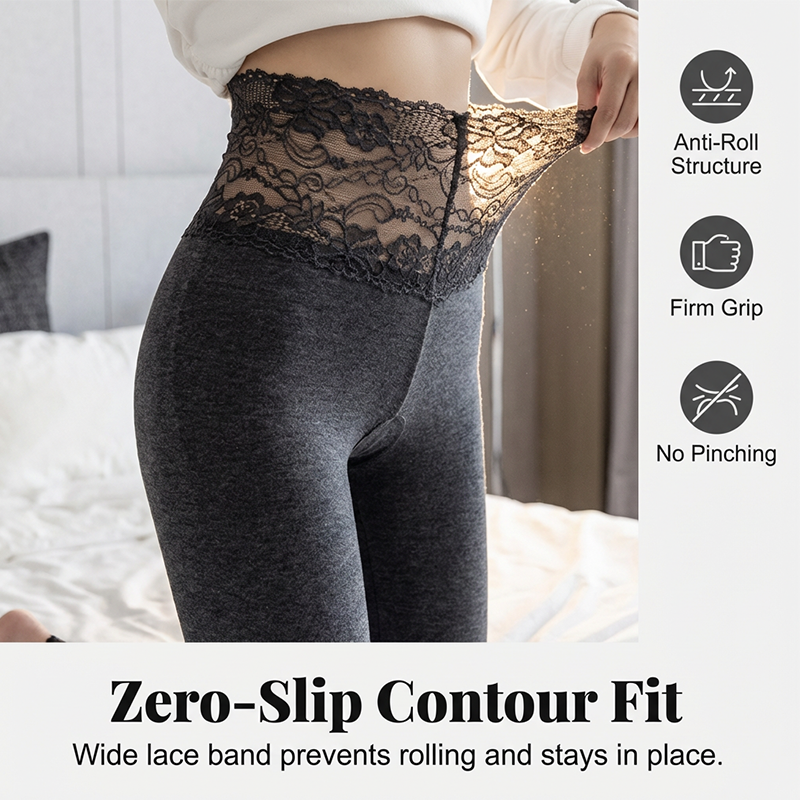 High-Waist Lace Panel Tummy Control Leggings