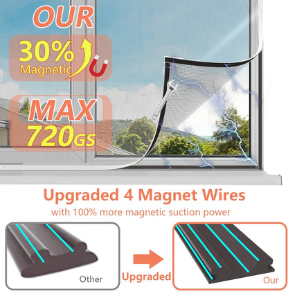 ✨ Magnetic Window Screen Adjustable DIY Window Net Screens Mesh