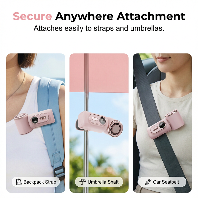 🔥Portable Clip-On Fan with LED Display!🌬️ Lightweight & strong wind, LED shows battery clearly. Clip anywhere, stay cool all day—super handy!