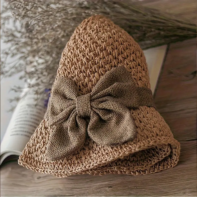 Elegant Woven Straw Sun Hat with Bow
