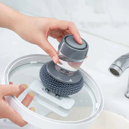 🧽 50% OFF NOW! 🍽️ Kitchen Soap Press Dispensing Palm Brush – Built-In Soap Dispenser, Ergonomic Grip & Perfect for Dishes & Pans 🧼