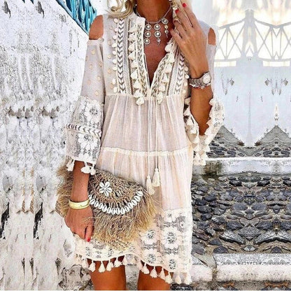 ⏳Limited-time 50% off⏰Women's Loose Cotton Linen Embroidered Dress🌸👗
