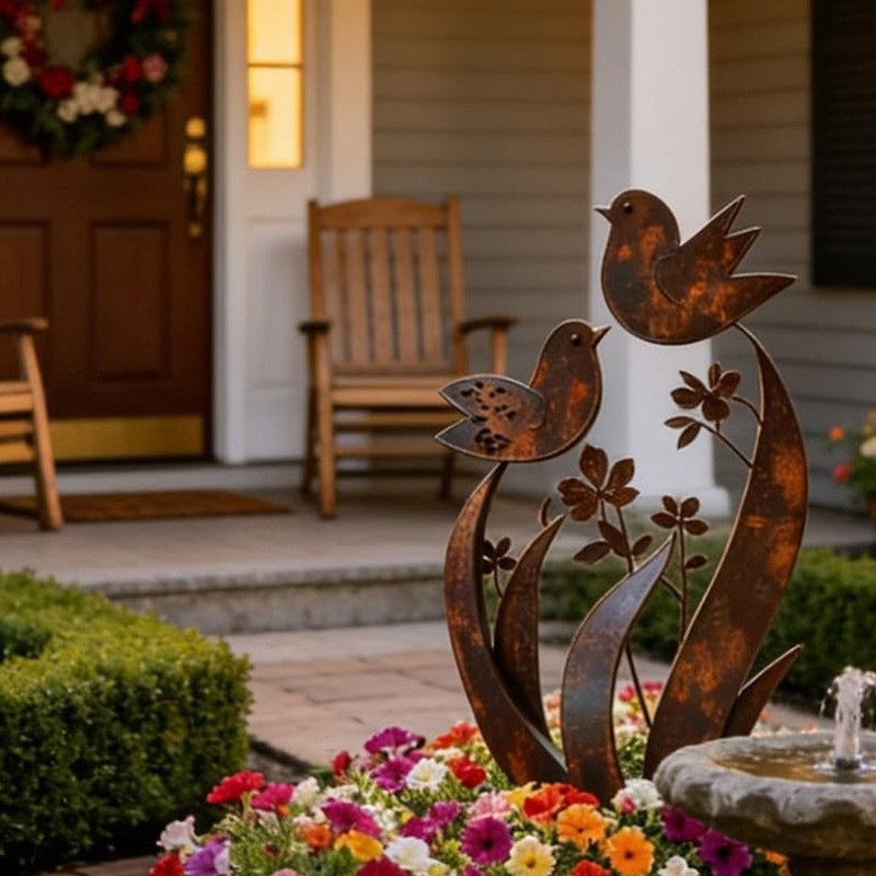 🔥Free Shipping & 50% OFF🔥Rustic Bird & Flower Metal Garden Stake