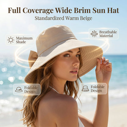 Limited stock ⏰️ Women's Bowknot Wide Brim Sun Protective Hat