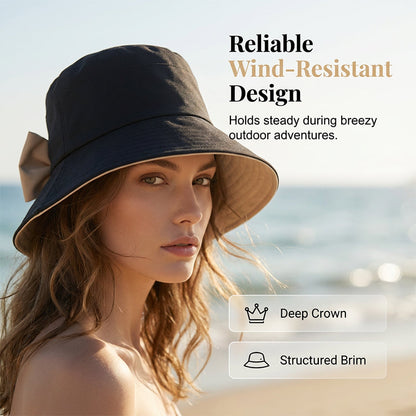 Limited stock ⏰️ Women's Bowknot Wide Brim Sun Protective Hat