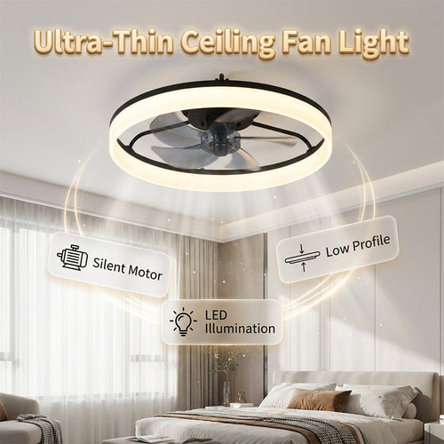 Modern Quiet Ceiling Fan with LED Light